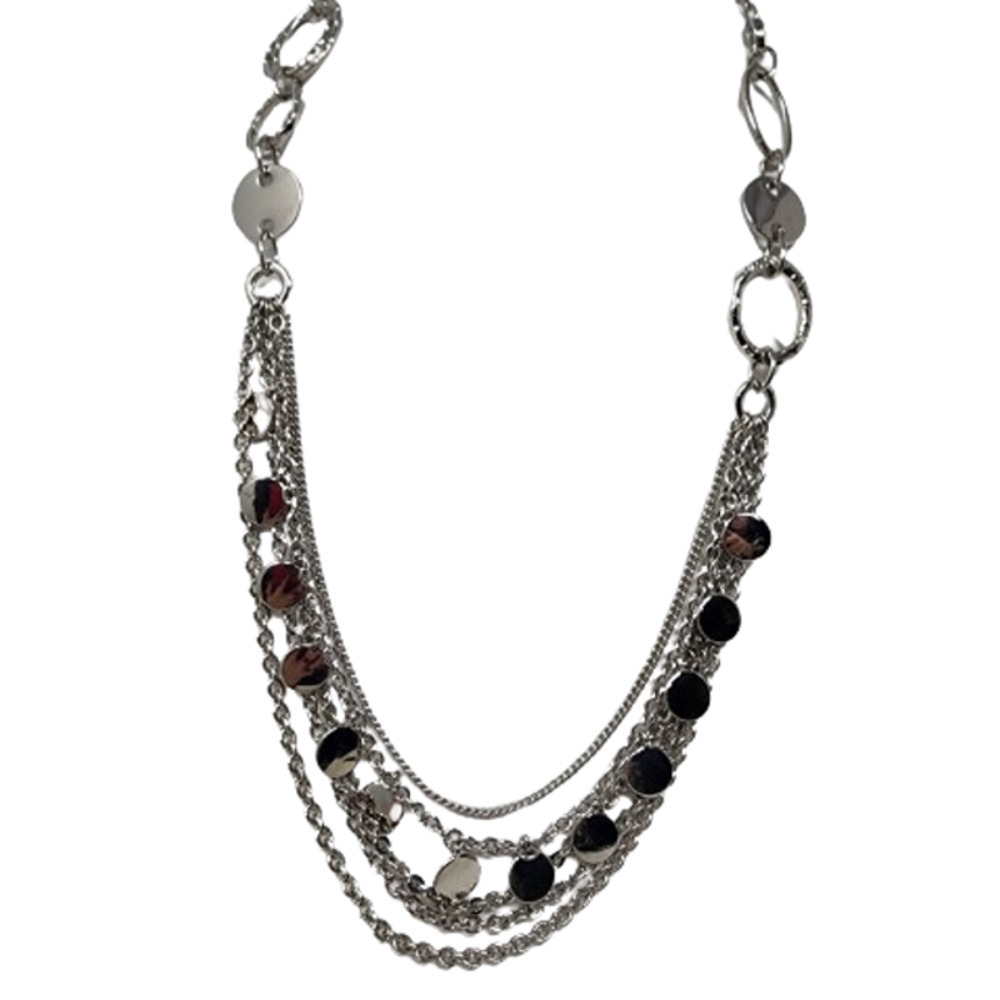 Lia Sophia "Commotion" Stunning Long, Shiny Silver Women's Necklace (38" - 41")